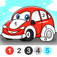 Cars color by number for kids